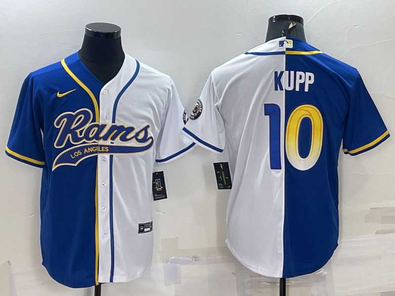 Men's Los Angeles Rams #10 Cooper Kupp Royal White Split With Patch Cool Base Stitched Baseball Jersey,We sell and wholesale Men's Los Angeles Rams #10 Cooper Kupp Royal White Split With Patch Cool Base Stitched Baseball Jersey on line form chian!
